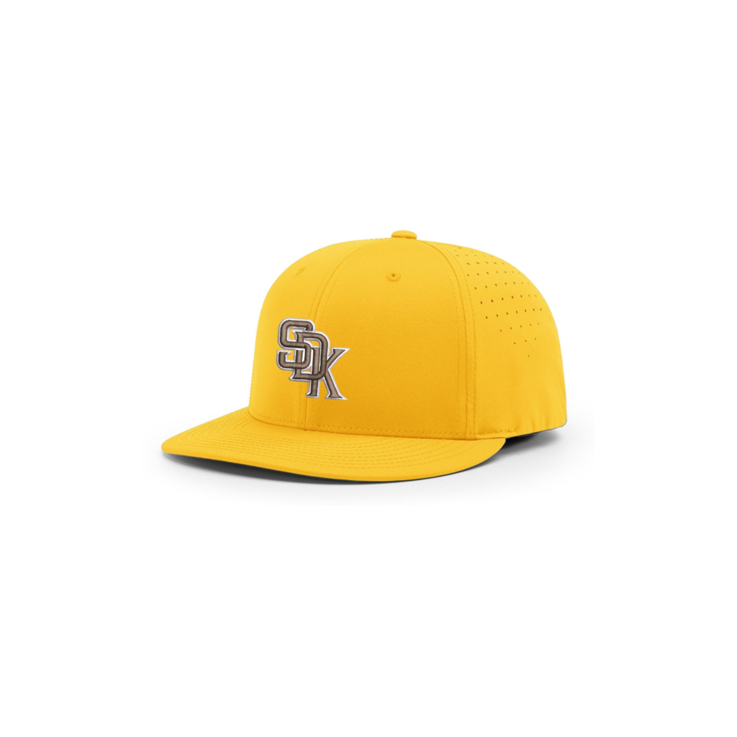 Gold cap with SDK logo on a white background