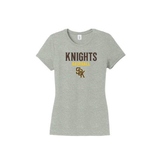 Gray t-shirt with 'Knights Baseball' text and logo on a white background