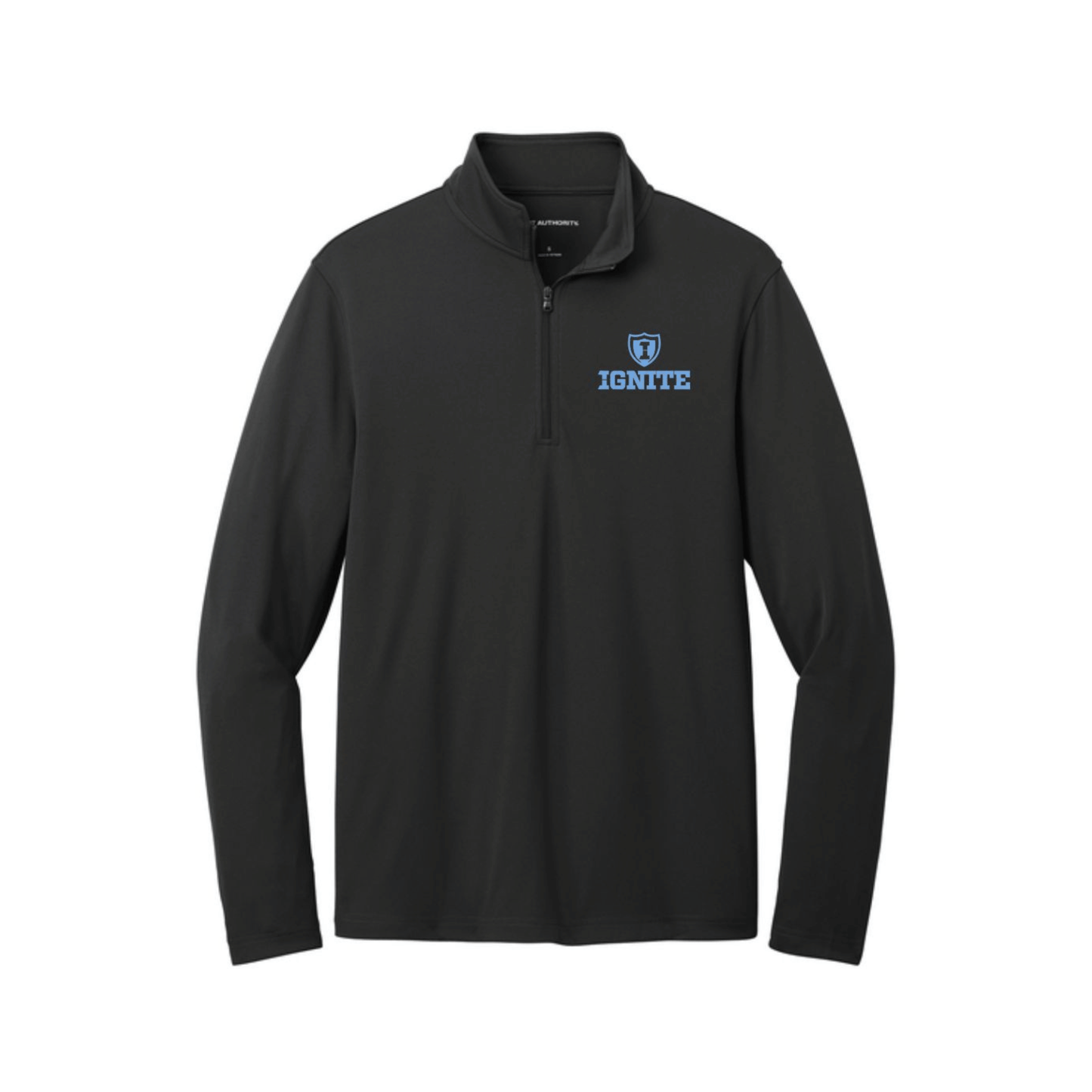 Black long-sleeve shirt with 'IGNITE' logo on a white background