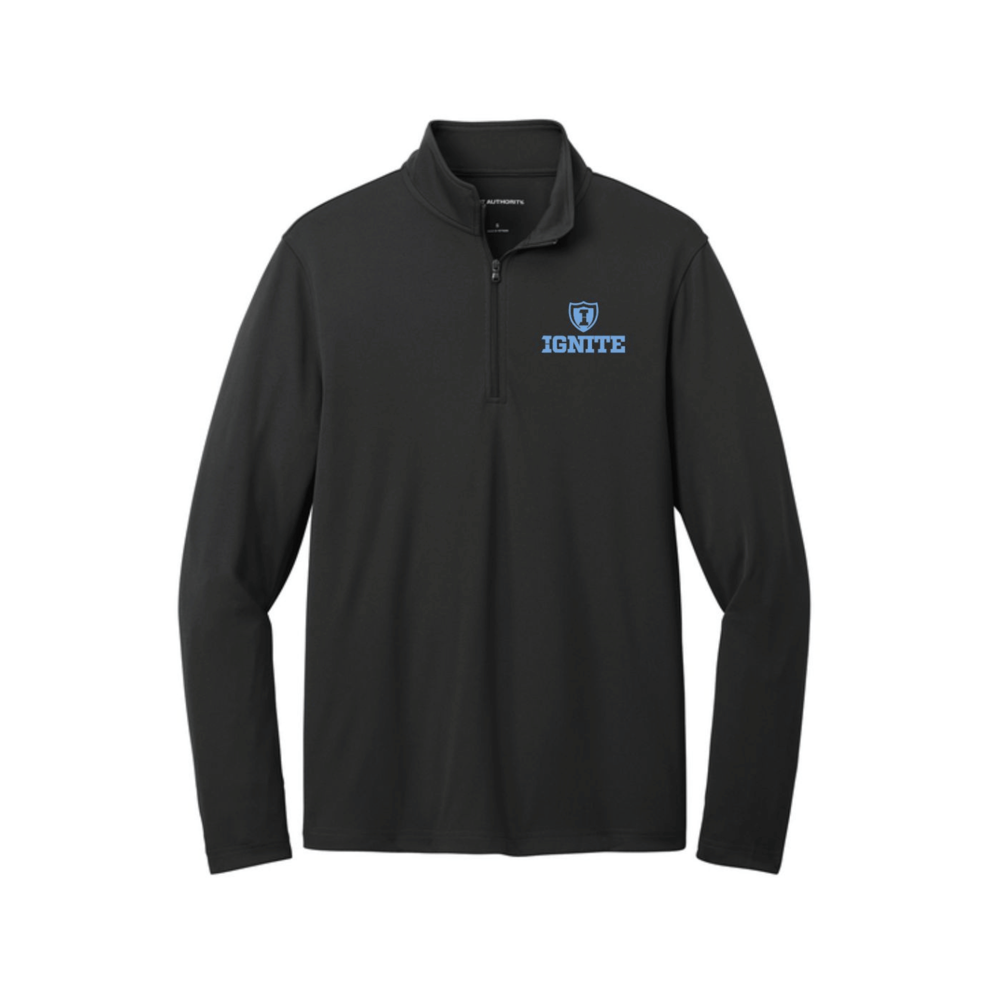 Black long-sleeve shirt with 'IGNITE' logo on a white background